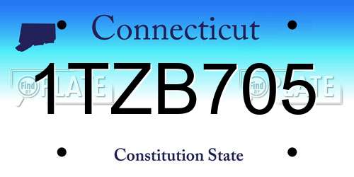1TZB705 Connecticut License Plate