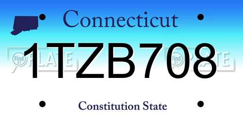 1TZB708 Connecticut License Plate