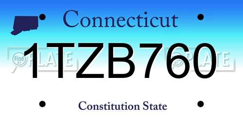 1TZB760 Connecticut License Plate