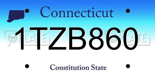 1TZB860 Connecticut License Plate