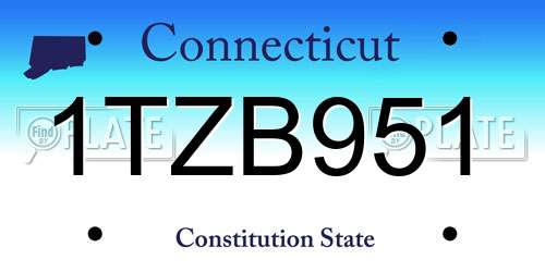 1TZB951 Connecticut License Plate