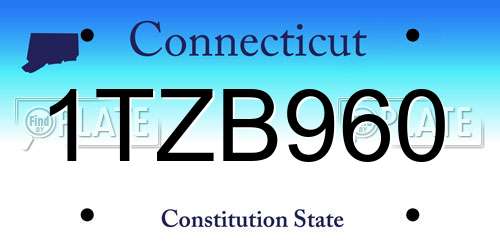 1TZB960 Connecticut License Plate