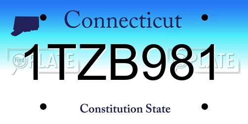1TZB981 Connecticut License Plate