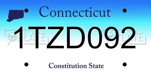 1TZD092 Connecticut License Plate