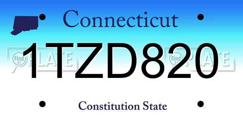 1TZD820 Connecticut License Plate