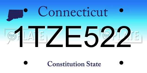 1TZE522 Connecticut License Plate