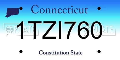 1TZI760 Connecticut License Plate
