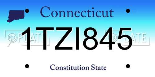 1TZI845 Connecticut License Plate
