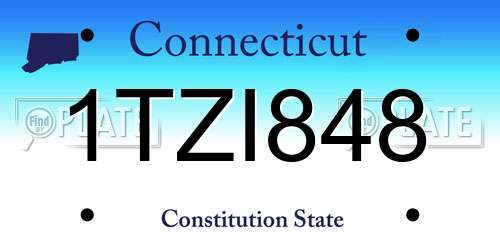 1TZI848 Connecticut License Plate