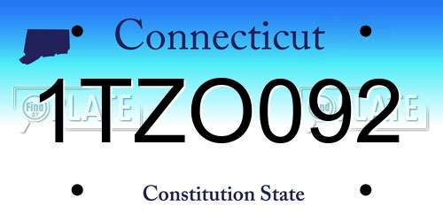 1TZO092 Connecticut License Plate