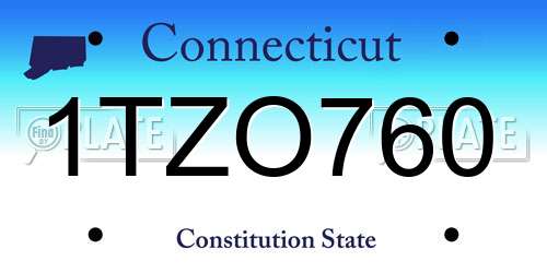 1TZO760 Connecticut License Plate