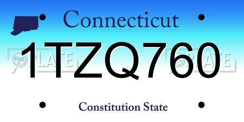 1TZQ760 Connecticut License Plate