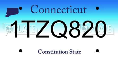 1TZQ820 Connecticut License Plate