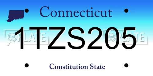 1TZS205 Connecticut License Plate