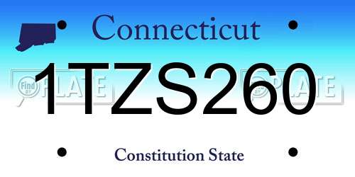 1TZS260 Connecticut License Plate