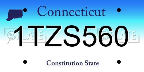 1TZS560 Connecticut License Plate