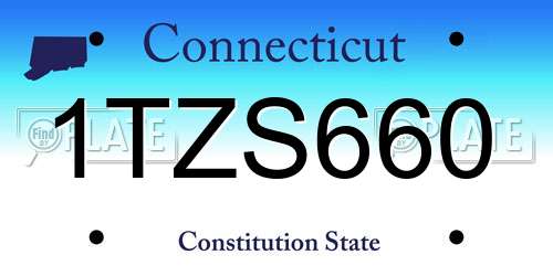 1TZS660 Connecticut License Plate