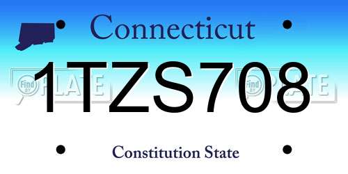 1TZS708 Connecticut License Plate