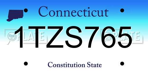 1TZS765 Connecticut License Plate