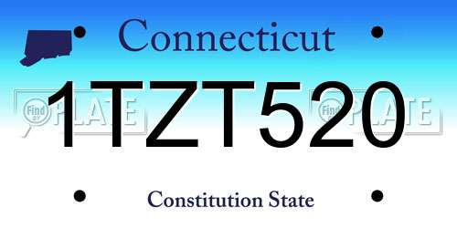 1TZT520 Connecticut License Plate