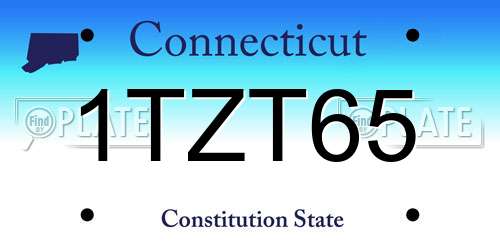 1TZT65 Connecticut License Plate