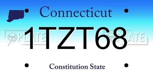 1TZT68 Connecticut License Plate