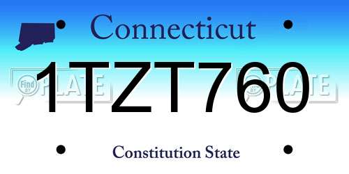 1TZT760 Connecticut License Plate