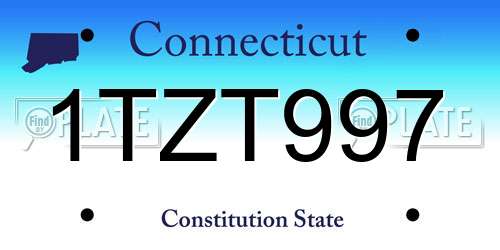 1TZT997 Connecticut License Plate