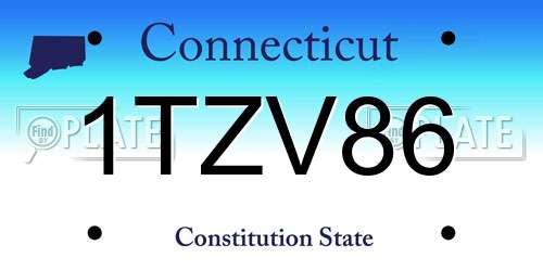 1TZV86 Connecticut License Plate