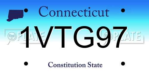 1VTG97 Connecticut License Plate