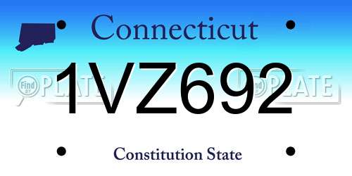 1VZ692 Connecticut License Plate