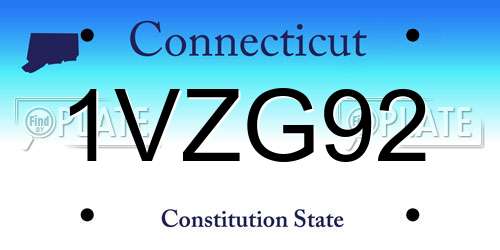 1VZG92 Connecticut License Plate