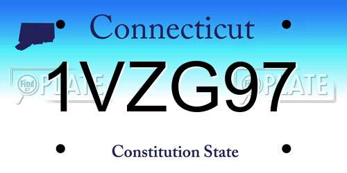 1VZG97 Connecticut License Plate