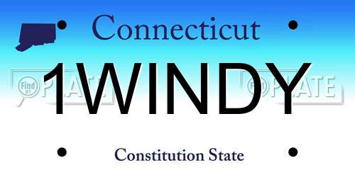 1WINDY Connecticut License Plate