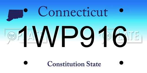 1WP916 Connecticut License Plate