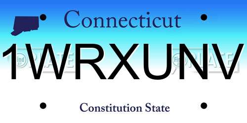 1WRXUNV Connecticut License Plate