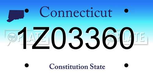 1Z03360 Connecticut License Plate