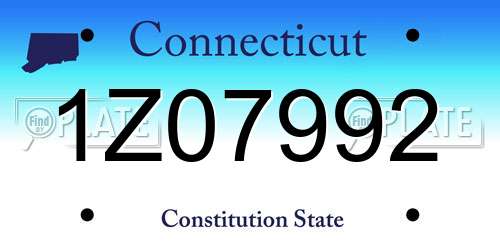 1Z07992 Connecticut License Plate