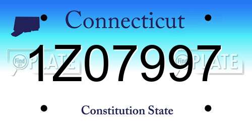 1Z07997 Connecticut License Plate
