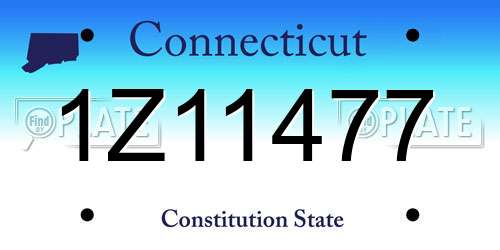 1Z11477 Connecticut License Plate