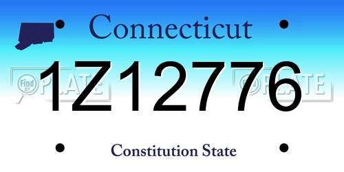 1Z12776 Connecticut License Plate