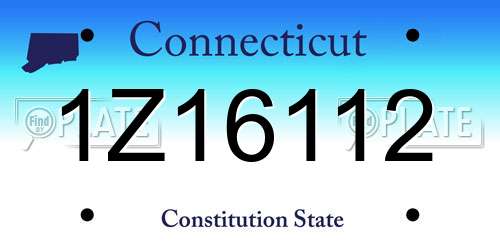1Z16112 Connecticut License Plate
