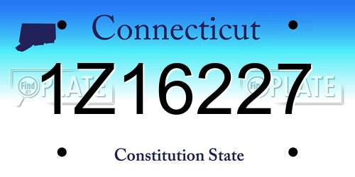 1Z16227 Connecticut License Plate