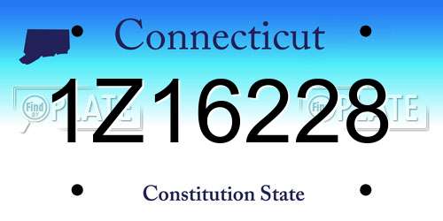 1Z16228 Connecticut License Plate