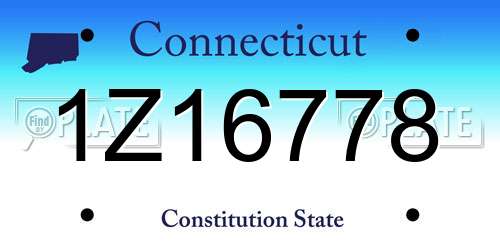 1Z16778 Connecticut License Plate