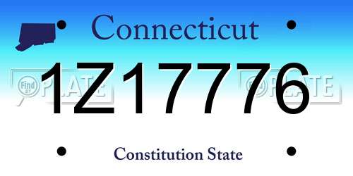 1Z17776 Connecticut License Plate