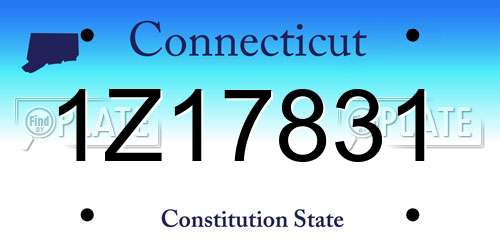 1Z17831 Connecticut License Plate