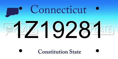 1Z19281 Connecticut License Plate