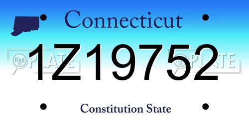 1Z19752 Connecticut License Plate
