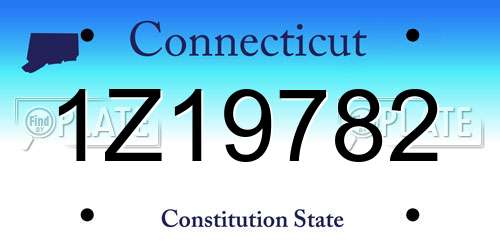 1Z19782 Connecticut License Plate